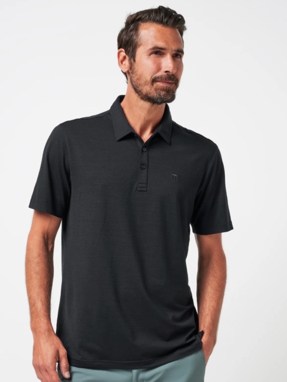 Travis Mathew Black Stripe Polo Shirt Mens XL Golf Business Casual Pima Cotton
